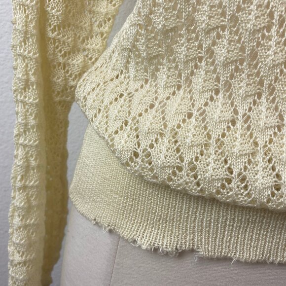 Vintage 70's Sweater Medium Pullover Long Sleeve Open Diamond Knit Academia Prep - Picture 4 of 8